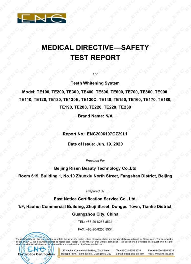 teeth whitening machine test report